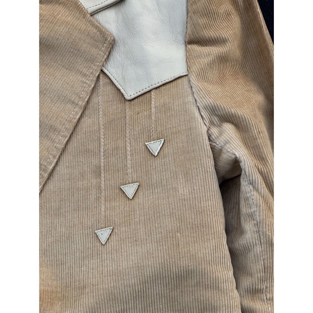 Vintage Pioneer Wear Genuine Leather Western Blazer Jacket Tan Made USA - Picture 3 of 14